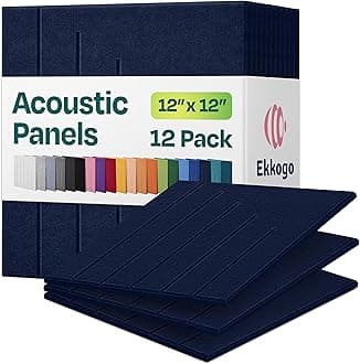 Acoustic Panels 12-Pack Soundproof Wall Panels 12"x12"x0.4" Decorative Sound Dampening for Your Home, Office, Studio, Bedroom & More with Unique LineWave Carving [Denim Blue]