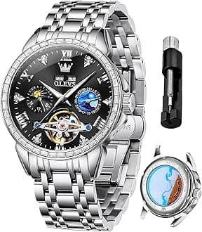 OLEVSMen's Golden Automatic Mechanical Watch Stainless Steel Bezel Luminous Waterproof Luxury Watches