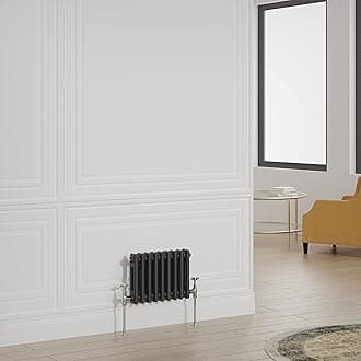 WarmehausTraditional Radiator Double Column Black Horizontal Cast Iron Style Central Heating Radiator - 300x425mm