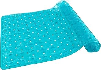 Bathtub Mat Non Slip with Suction Cups 15"x27" - Anti-Slip Shower Mat for Kids, Toddlers, and Seniors - Machine Washable Bath Tub Mat with Multiple Drainage Holes (Aqua)