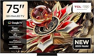 75Q7C Television 75 Inch Smart TV 4K QD-Mini LED Colorful Quantum Crystal HDR 3000nits Gaming Google TV, 144Hz Native Refresh Rate, Audio by Bang & Olufsen, Dolby Atmos, Game Master (2025 Model)
