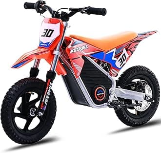 OLALA 36V Electric Dirt Bike for Kids 3-6, 250W Brushless Motor with 3-Speed Control, 15.5 MPH Max Speed, 12" Off-Road Tires Motorcycle, for Boys & Girls, Orange
