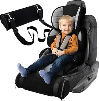 Car Seat Foot Rest,Car Seat Foot Rest for Kids-Booster Seat Foot Rest-Convenient Car Accessories for Kids - Supportive Car Seat Pillow for Toddlers - Long Adjustable Strap (Black)