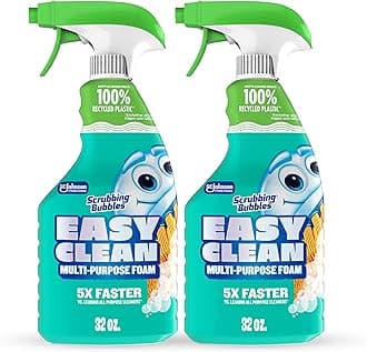 Scrubbing Bubbles Easy Clean Foaming Bleach-Free Bathroom All Purpose Cleaner, Fast-Acting Foam Cleans Limescale, Dirt and Grime on Showers, Sinks, Toilets, Tiles, Counters, & More, 32oz Spray, 2 Pack