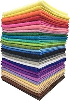 Felt Squares, Misscrafts 28pcs 8" X 8" (20 x 20cm) 1.4mm Thick Soft Felt Fabric Sheet Nonwoven Assorted Colors Patchwork Pack with Thread Bag for DIY Craft Patchwork Sewing