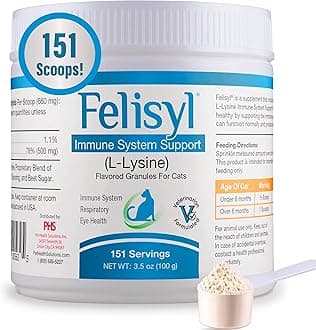 Felisyl L-Lysine Granules for Cats 100g (3.5 oz, 310 Servings) – Supports Immune, Respiratory, and Eye Health. Eases Sneezing, Runny Nose, and Watery Eyes. Tasty Salmon Flavor - Made in The USA
