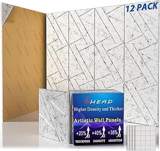 12 Pack Self-Adhesive Soundproof Wall Panels, 12 x 12 x 0.47 In Sound Proof Foam Panels for Walls, 1.2lb/ft³ High Density, Thicker 0.47in, Acoustic Panels, Noise Dampening Panels for Home Gray