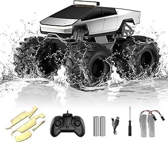 Amphibious Remote Control Car, 1:18 Monster Truck Toys for Boys RC Cars, 2.4 GHz Waterproof RC Trucks, 4WD All Terrain Off-Road Pickup, Kids Christmas Birthday Gifts Present Boys Girls Toys Ages 6+