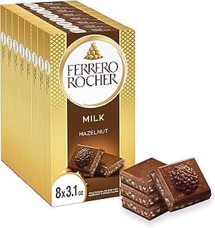 Ferrero Rocher premium chocolate bar, Milk Chocolate with Hazelnut Filling, Perfect Self Treat, 3.1 oz Each