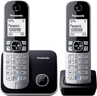 Panasonic KX-TG6812EB Twin DECT Phone - Black/Silver