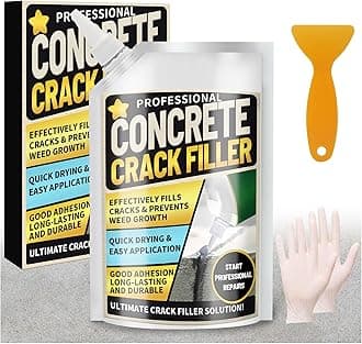 Concrete Crack Filler, High Elasticity Cement Crack Filler, Self Leveling Concrete Slab Repair Sealant for Driveway, Walkway, Patio, Waterproof Caulking Glue for Joint, Outdoor - 17.6 Floz