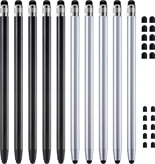 Stylus Pen for Touchscreen, ChaoQ 10pcs High Sensitivity and Precision Stylus Pen for iPad iPhone Android Compatible with All Touch Screens (Black/Silver)