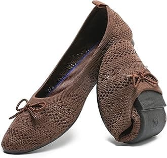 HEAWISH Women’s Flats Shoes Comfortable Crochet Lace Mesh Round Toe Slip On Casual Ballet Flats Dress Shoes