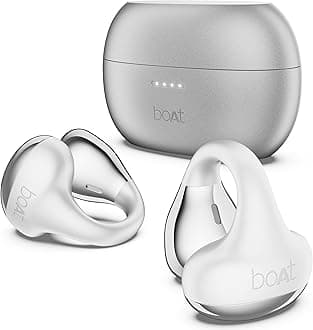 Boat Airdopes Loop in Ear Earbuds Bluetooth W/Clip-On Fit, Air Conduction Tech, 50HRS Battery, 4Mics Enx, Dual EQ Modes, 12Mm Drivers, 40Ms Latency, ASAP Charge, OWS Ear Buds Earphones(Pearl White)