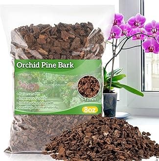 8OZ Orchid Bark Planting Soil - Sukh Orchid Potting Mix Horticultural Cypress Mulch Horticulture Dryad Pine Bark Natural Wood Chips Soil Cover for Plants Garden Orchid Medium Indoor Plants (5-12 MM)