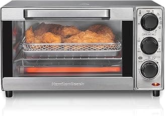 Hamilton Beach Sure-Crisp Toaster Oven Air Fryer Combo, Fits 9” Pizza, 4 Slice Capacity, Powerful Circulation, Auto Shutoff, Stainless Steel (31403)