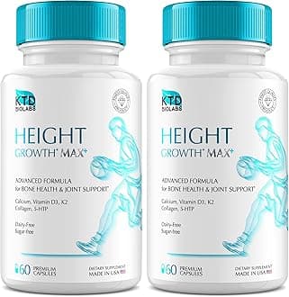 Pack of 2 Height Growth MAX+ Kids Height Increase Booster - Made in USA - Natural Vitamins for Boys & Girls to Grow Taller - Multivitamin Capsules for Adults, Teens & Child Bone Growth