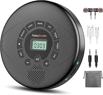 CD Player Portable,Discman Rechargeable,Walkman CD Player with Speaker, Headphones,CD-R,MP3 USB playable,Anti Skip CD Playing for car,Suitable for Personal or Multi-Users,Black