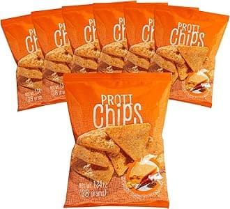 Proti-Thin Spicy Nacho Proti Protein Chips, 15g Protein, Low Calorie, Low Fat, Low Carb, High Fiber, No Gluten Ingredients, Healthy Snack Chips, 7 Single Serving Bags