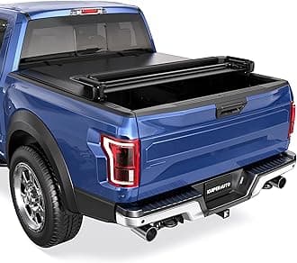 6.5 FT Quad 4-Fold Soft Folding Truck Tonneau Cover Compatible with Ford F150 F-150 (Excl. 2004 Heritage) 2004 2005 2006 2007 2008 Fleetside Four Fold On Top Truck Bed Cover 78.8Inch
