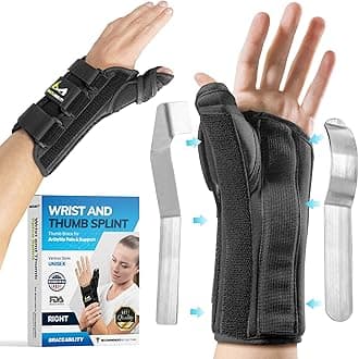 Thumb & Wrist Spica Splint | De Quervain's Tenosynovitis Long Stabilizer Brace for Tendonitis, Arthritis & Sprains Forearm Support Cast Small Black 10H0102SL