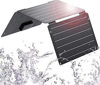 – Solarpowa 30W Solar Charger, ETFE Solar Panel Charger with DC, USB-C Fast Charging 18W and USB-A QC3.0, IP68 Waterproof, Compatible with iPhone, Samsung, iPad, Small Power Station