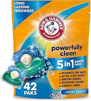 Arm & Hammer Clean Burst 5-in-1 Laundry Detergent Power Paks, High Efficieny (HE), 42 Count