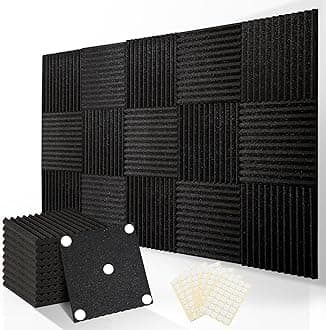 1 '' X 12 "X 12" soundproof foam tile, soundproof panel to quickly absorb noise, soundproof wall panel for game room, suitable for music recording home studio (Black, 1 inch 48 packs)