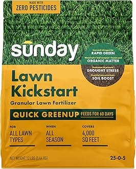Lawn Kickstart Granular Fertilizer, 25-0-4, 12 lbs - Fast Green-Up & Soil Enrichment Lawn Fertilizer - Dual-Action Nitrogen & Iron for Up to 60 Days of Rapid Growth - Covers Up to 4,000 Sq Ft