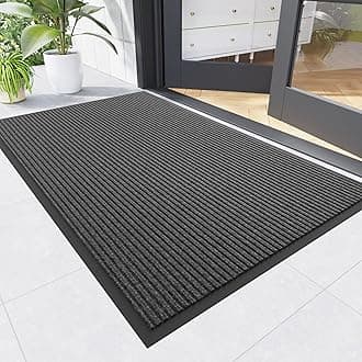 Front Door Mat, 4' x 8' Heavy Duty Indoor Outdoor Door Mat for Entryway, Commercial Door Mats Entrance, Low Profile Welcome Mats Non-Slip, Durable Rubber Backing Entry Mat for Patio, Home