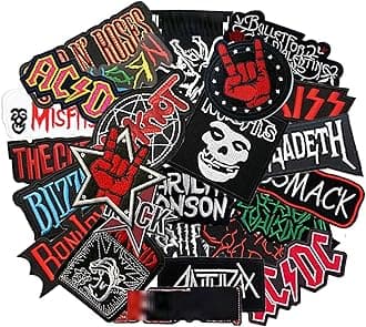 HARINI 25 Pcs Mixed Rock Band Patches Iron On Rock Music Badges Hippie Punk Stickers for Cloth Jacket Jeans DIY Applique(1)