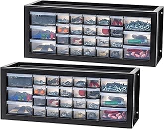 IRIS USA Plastic Storage Drawers, Made in USA, 26-Drawer Organizer (2 Pack), Stackable Teacher Toolbox for Crafts, Stickers, Crayons, Beads, Screws, Hardware, Building Bricks, Garage Storage – Black