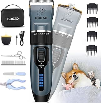 Dog Clippers Grooming Kit and Paw Trimmer,Cordless,Low Noise, Electric Quiet,Rechargeable, Dog Trimmer Grooming, Pet Hair Clippers for Thick Coats,Shaver for Small and Large Dogs Cats(Blue)