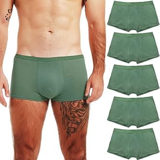 5pcs Mens Disposable Cotton Underwear Travel Boxers Briefs Portable Shorts White/Grey/Olive Green
