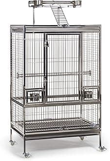 PREVUE PET PRODUCTS Large Stainless Steel Play Top Bird Cage, Rust Resistant Metal Cage for Birds with Rooftop Ladder and Playtop