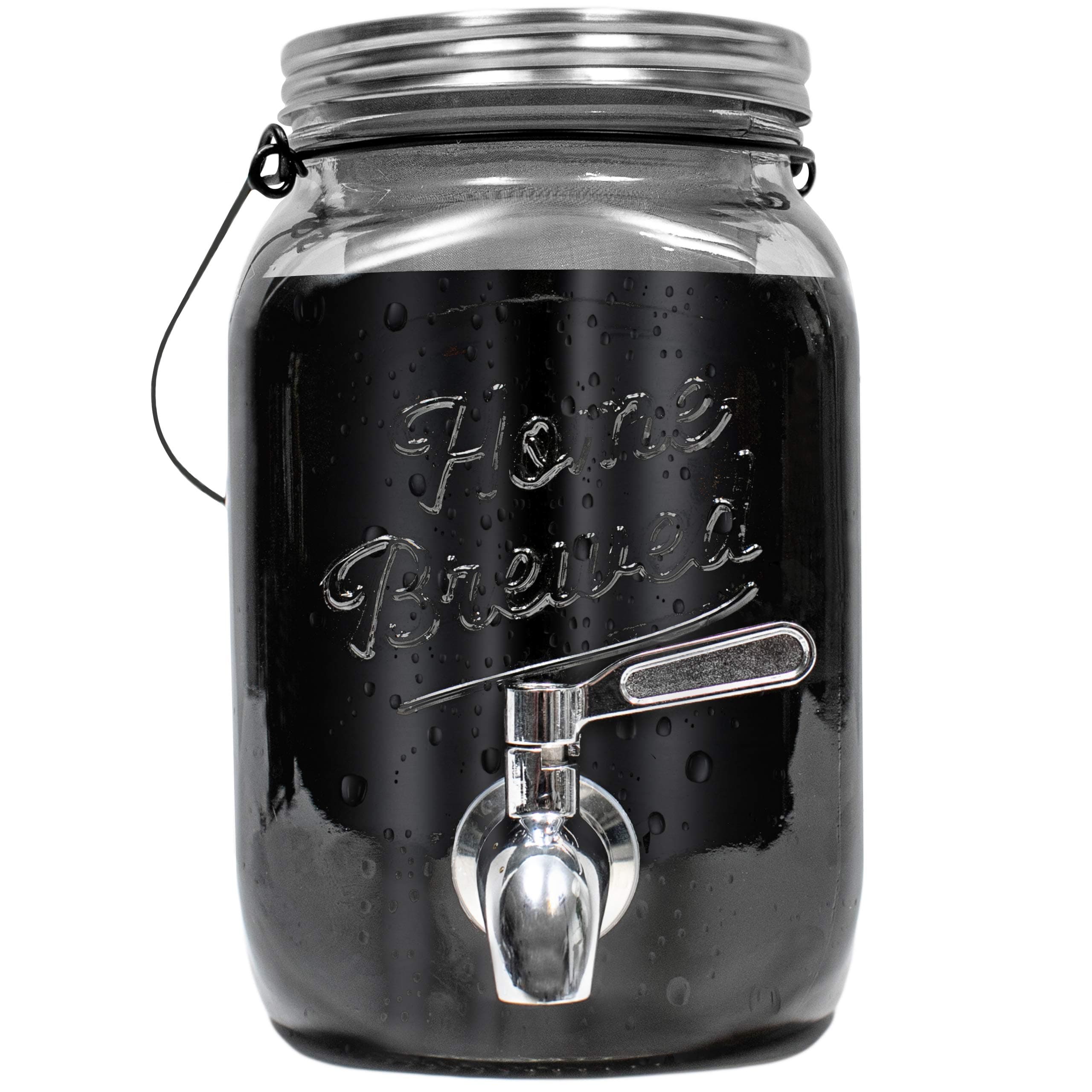 Cold Brew Coffee Maker - Iced Coffee Maker Brewing Machine System - Glass Pitcher, Stainless Steel Spout and Removable Filter (2 Liter)