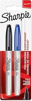 Sharpie Permanent Markers | Fine Point | Black & Blue | 2 Count
