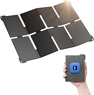 [Upgraded] BigBlue Ultra-Light Portable 25W Solar Panel Charger with USB-A and USB-C Ports, 0.84 lbs Pocket-Size IP68 Waterproof, Folded Solar Panel Compatible with Cellphone,Power Bank,Camping Light