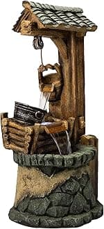 Alpine Corporation TZL128 Outdoor Floor Tiered Rustic Soothing Water Well Gar...