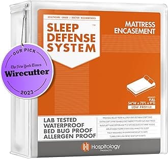 Mattress Encasement - Zippered Bed Bug Dust Mite Proof Hypoallergenic - Sleep Defense System - Full/Double - Waterproof - Stretchable - Low Profile 9" Depth - 54" W x 75" L