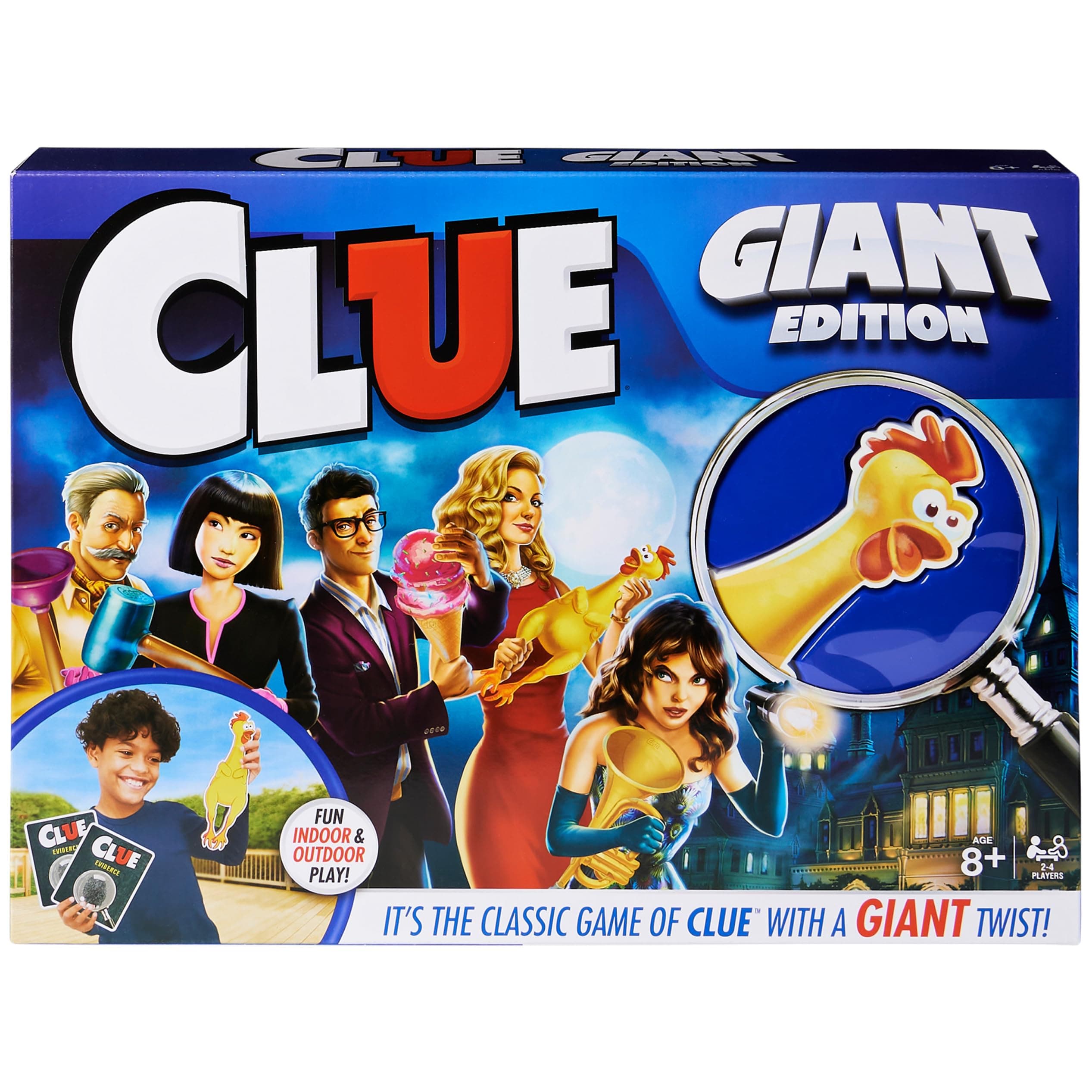 Spin Master Games, Clue Giant Edition, Family Game for Indoor & Outdoor Fun with Big Oversized Board, for Family and Kids, 2-4 Players, Ages 6 & Up