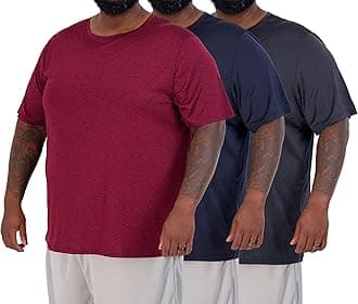 Real Essentials 3 Pack: Men’s Big & Tall Tech Stretch Long-Sleeve & Short-Sleeve Dry-Fit T-Shirt (3XT-5XT)