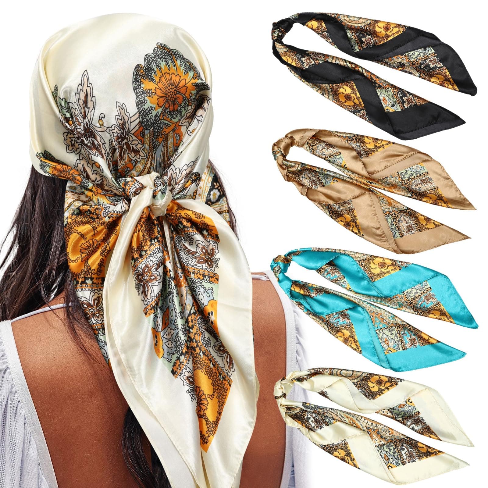 AWAYTR Satin Large Square Head Scarves