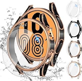 Tensea Multipack for Samsung Galaxy Watch FE 2024/5 2022/4 2021 Screen Protector Case 40mm Accessories, Hard PC Bumper/HD Anti-Fog Tempered Glass Protective Film, Face Cover Set