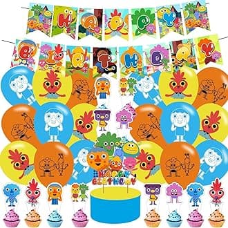 karg Super Simple Songs Party Supplies,Birthday Party Decorations for Super Simple Songs for Fans with happy birthday banner,cake topper ,balloons for Music theme birthday party decorations