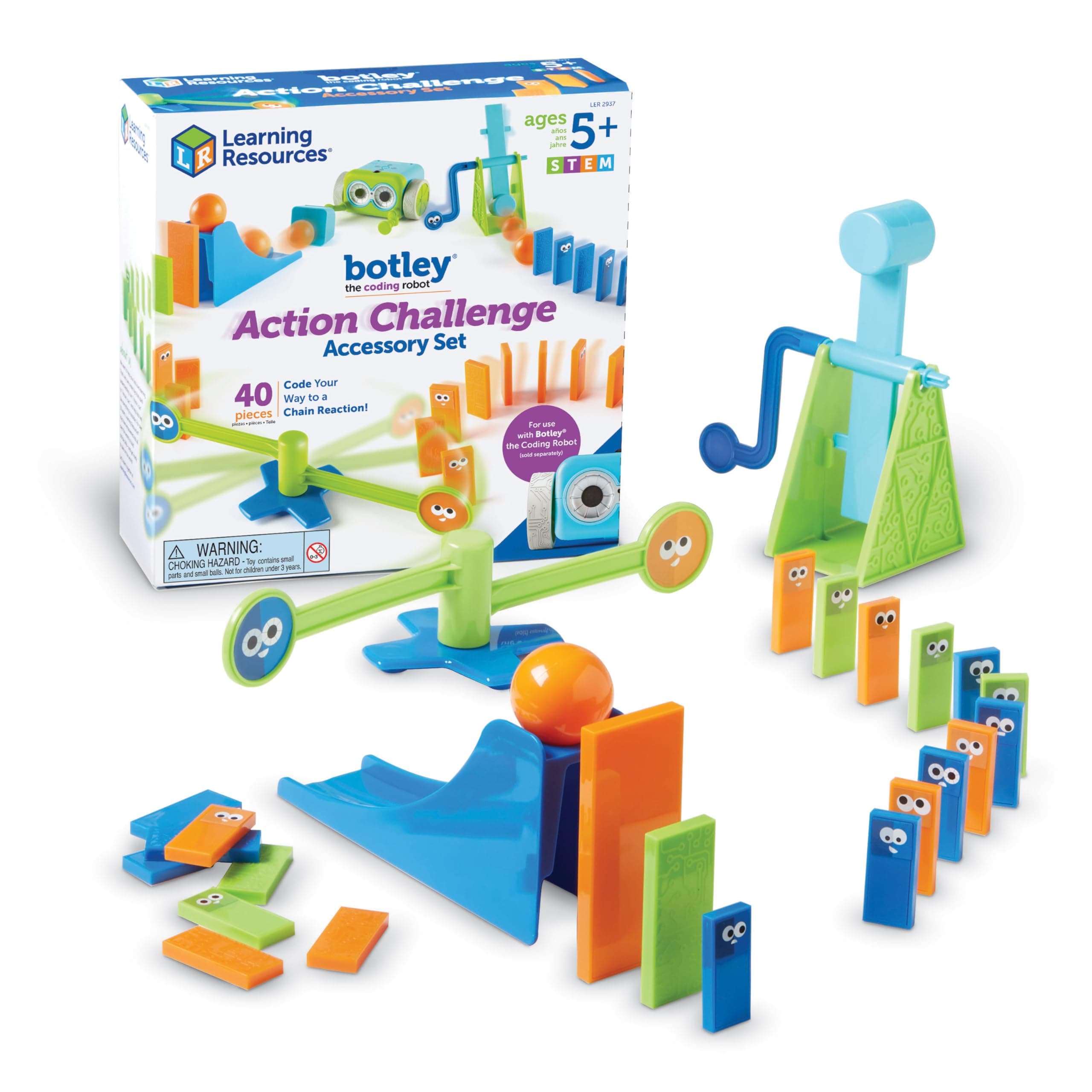 Learning Resources Botley Coding Robot Kit Action Challenge Set, Chain Reaction Game STEM Robot Accessory Pack for Coding Robots for Kids Ages 5 and Up