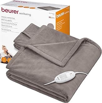 HD75 Electric Blanket with 6 Temperature Settings, Soft Heated Throw for Cosy Sofa Nights, Automatic Switch-Off & Safety System, Machine-Washable, Taupe, 180 x 130 cm, 100 watts