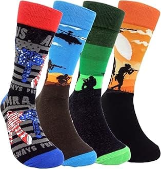 HSELL Mens Fun Patterned Dress Socks Funny Novelty Crazy Design Cotton Socks Gift for Men