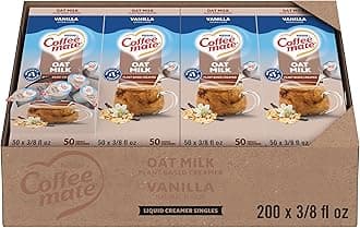 Coffee Creamer, Oat Milk, Vanilla Natural Flavor, Liquid Creamer Singles, Plant-Based, Non Dairy, No Refrigeration, 0.375 fl oz Tubs (Pack of 200)
