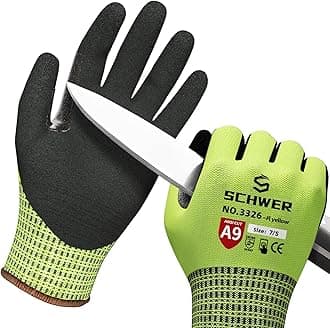 Schwer ProGuard Highest Level Cut Resistant Work Gloves PR3326 for Extreme Protection，ANSI A9 Cut Gloves with Reinforced Thumb, Non Slip, Breathable, Durable, Touch-screen, Non PFAS, Yellow1 Pair（S）